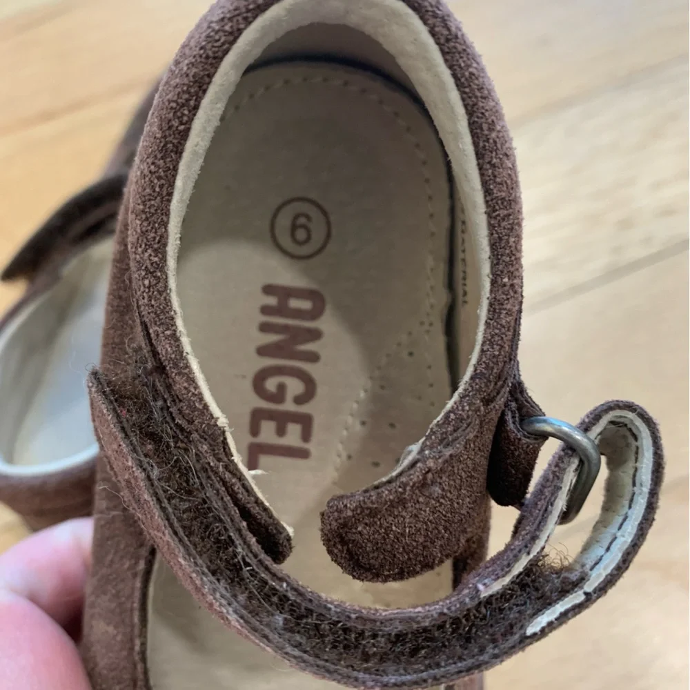 Angel Girls Brown Bloom Leather Lining Gum Sole Mary Jane Shoes Toddler 6